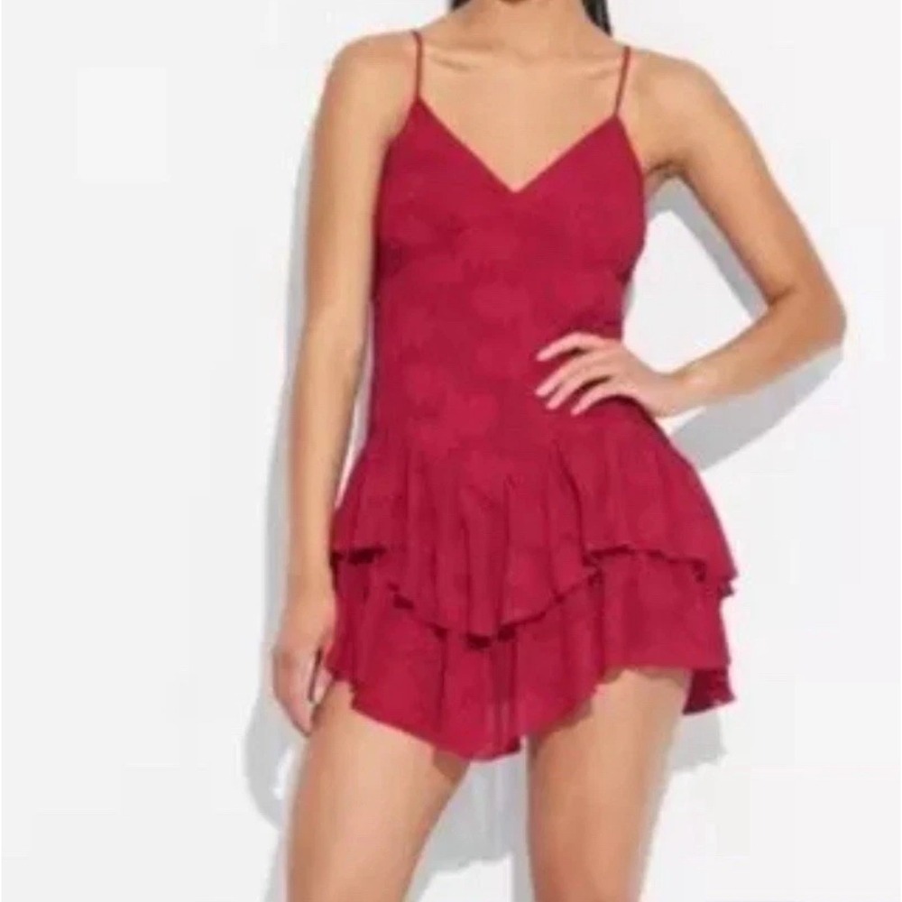 Wild Fable Red Game Day Ruffle Mini Skater Dress Party Cocktail Date Night Small
